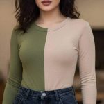 بادی استین بلند دو رنگ(پک 5 عددی)