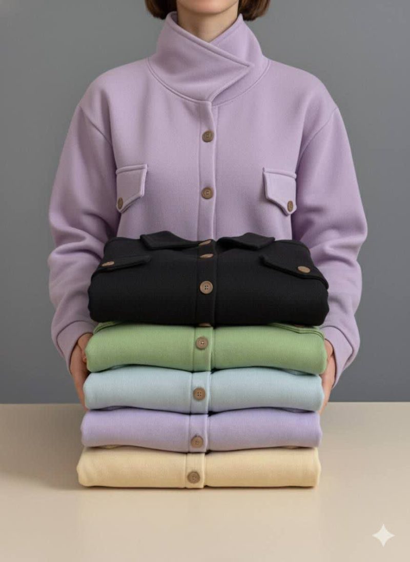 کراپ کت جلو دکمه جیب دار(پک 6 عددی)