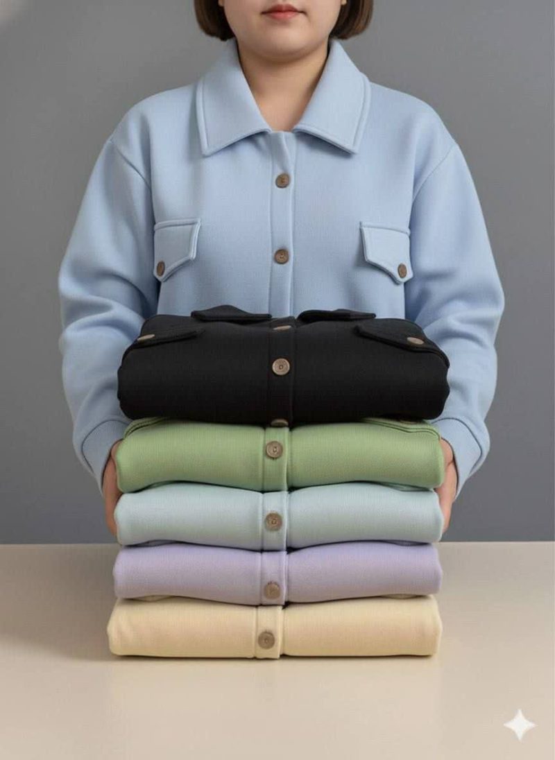 کراپ کت جلو دکمه جیب دار(پک 6 عددی)