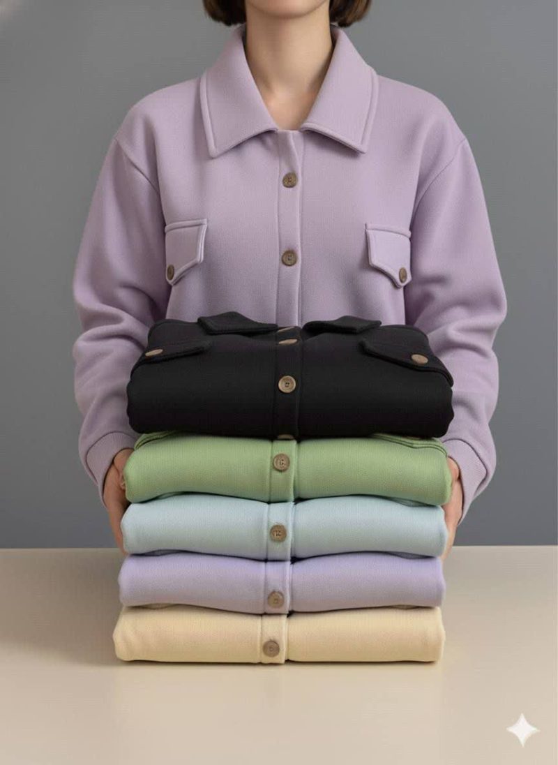 کراپ کت جلو دکمه جیب دار(پک 6 عددی)