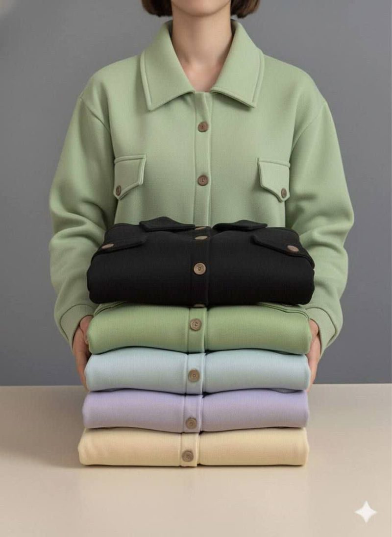 کراپ کت جلو دکمه جیب دار(پک 6 عددی)