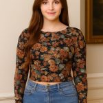 کراپ یقه گرد استین بلند(پک 6 عددی)