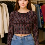 کراپ یقه گرد استین بلند(پک 6 عددی)