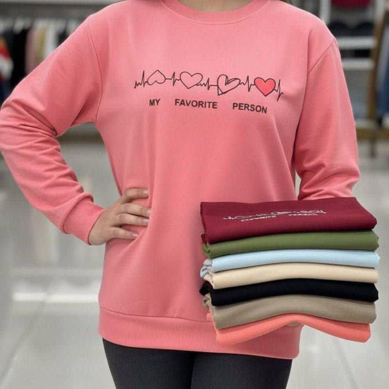 بلوز استین دار چاپ قلب(پک 6 عددی)