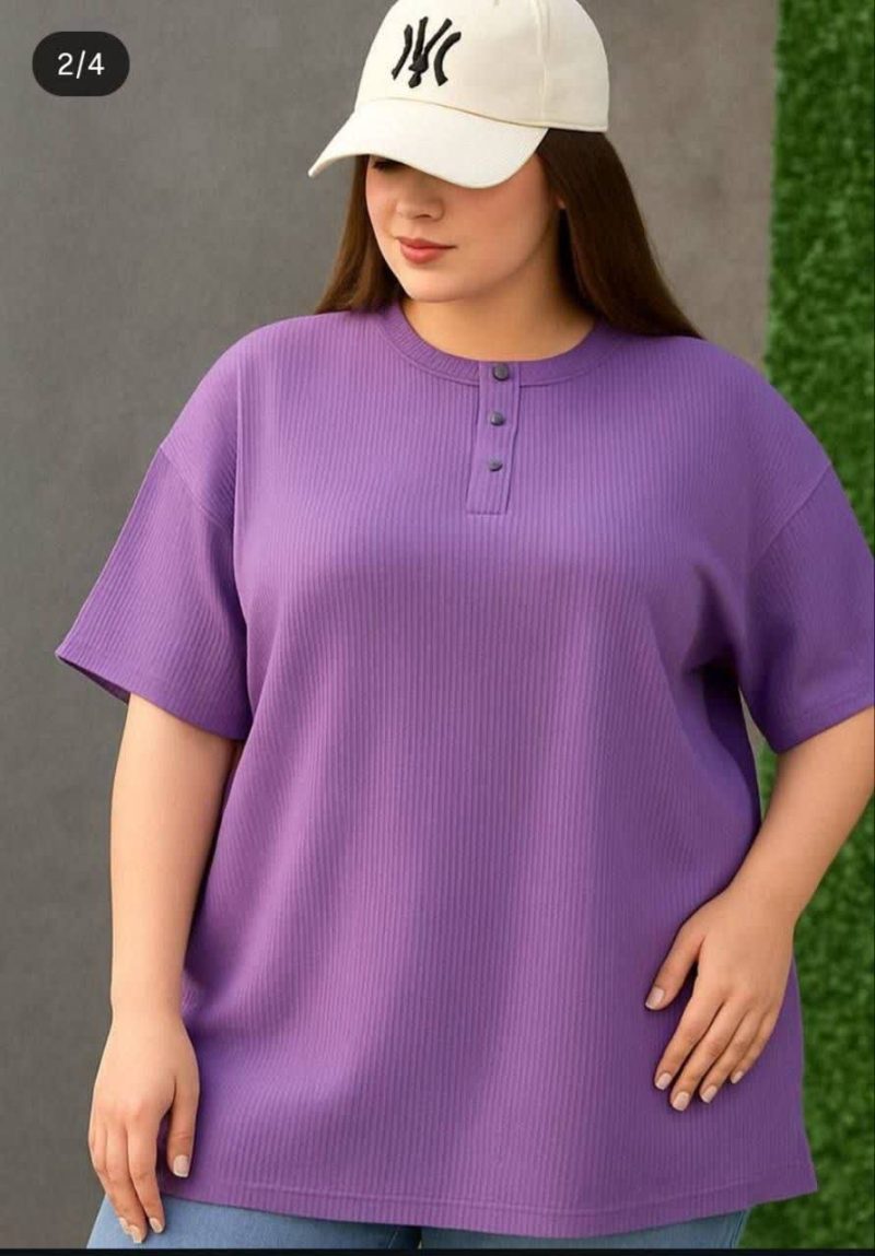 تیشرت جلو 3دکمه قواره بزرگ(پک 6 عددی)