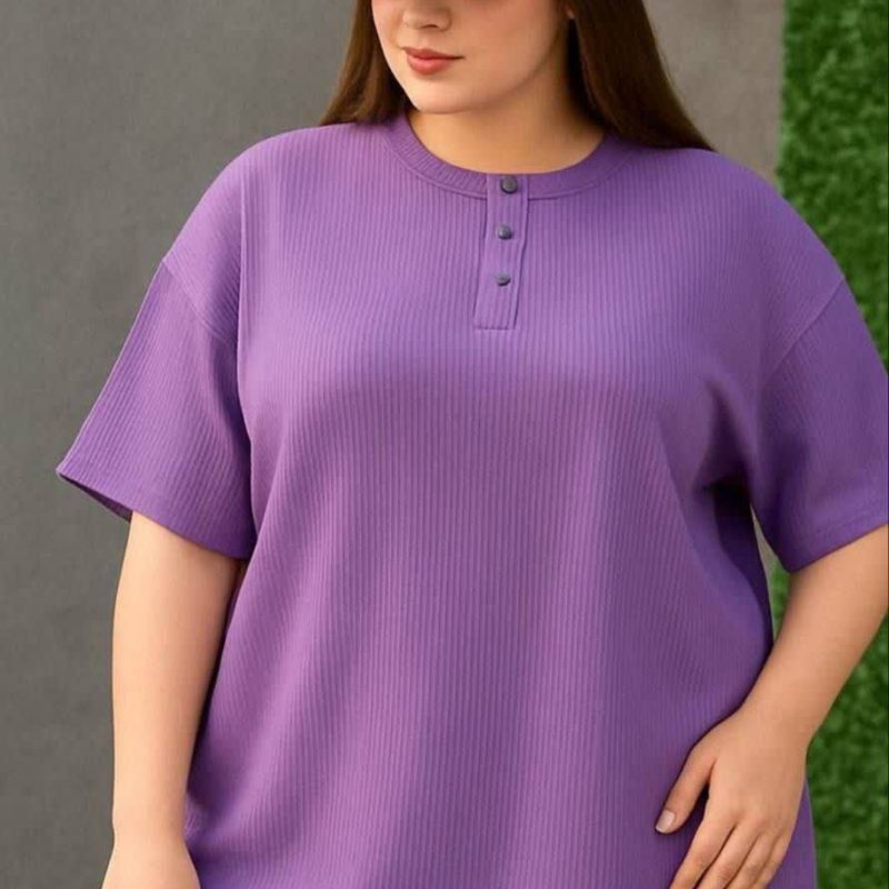 تیشرت جلو 3دکمه قواره بزرگ(پک 6 عددی)