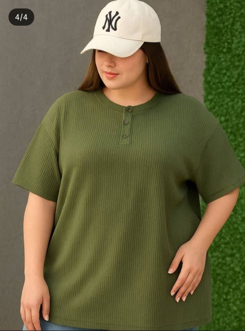 تیشرت جلو 3دکمه قواره بزرگ(پک 6 عددی)