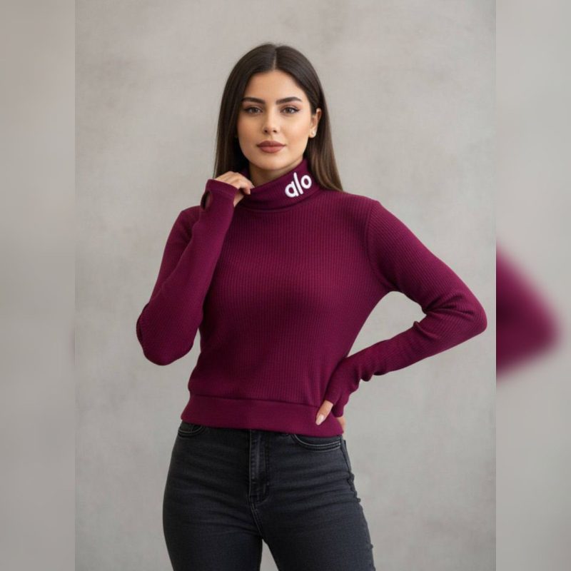 بلوز یقه اسکی گلدوزی الو ( پک 6 عددی )