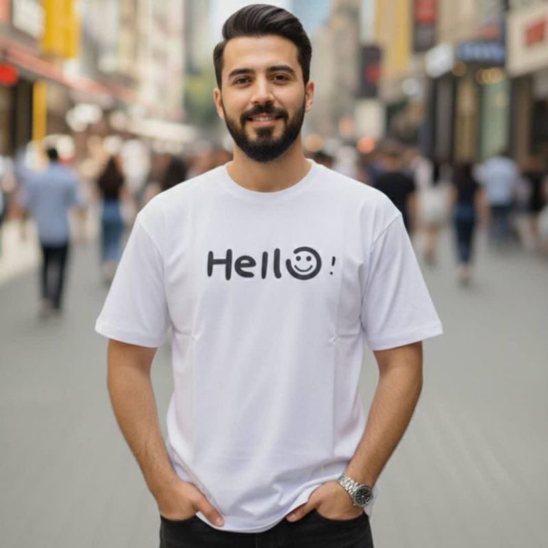 تیشرت یقه گرد استین 3 رب hello ( پک 4 عددی )