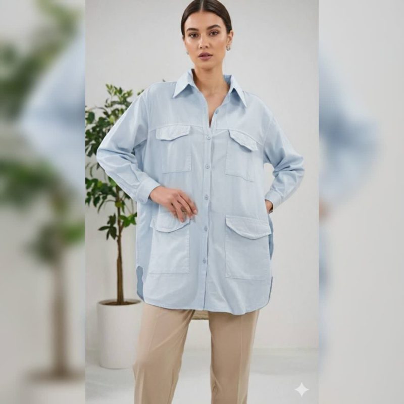 مانتو بلند قواره دار چهار جیب ( پک 5 عددی )