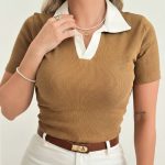 تیشرت یقه سفید عمده ( پک 6 عددی )